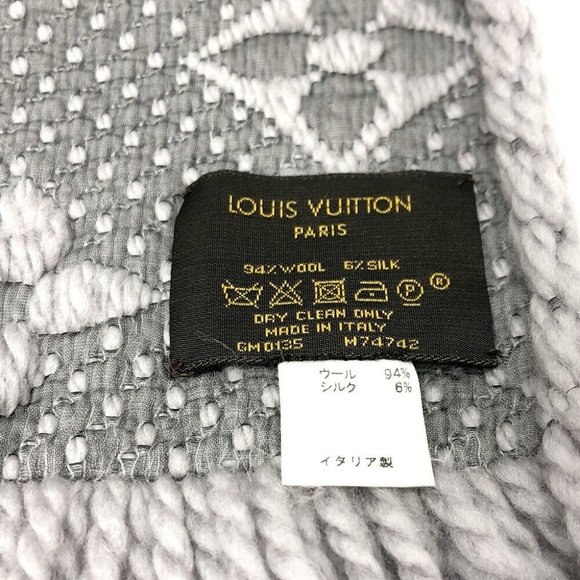 Auth LOUIS VUITTON M74742 charpes logo mania Stole/Shawl Scarf wool / silk gray - Picture 5 of 10